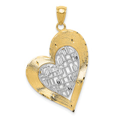 14K Two-tone Polished Heart Pendant