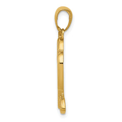 14K Gold Heart Key and Lock Charm with Polished Finish
