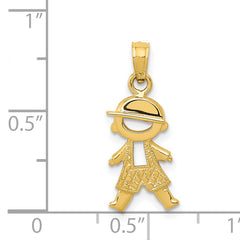 14K Gold Polished and Textured Boy Pendant Elegant Themed Charm by Sophia Jewelers