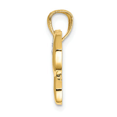 14K Gold Rhodium Diamond-Cut Butterfly Pendant with Polished Finish