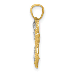 14K Gold Two-Tone Butterfly Pendant with Diamond-Cut Design