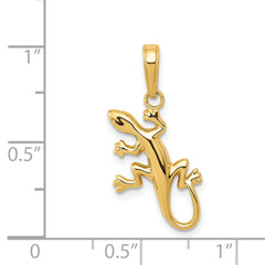14K Gold Polished Gecko Pendant for Men Solid Cast Design