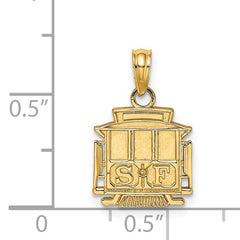 14k Polished SF Cable Car Charm
