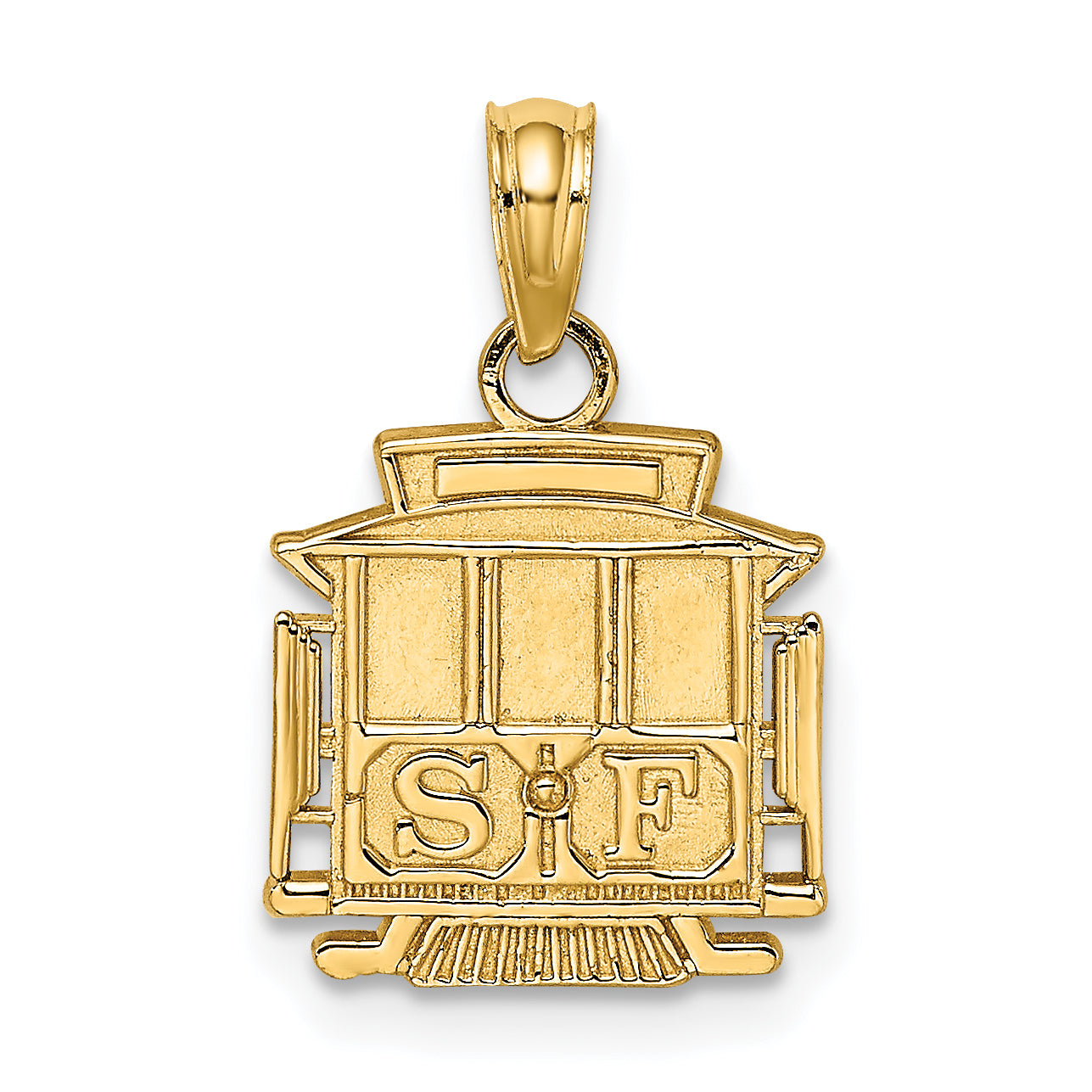 14k Polished SF Cable Car Charm