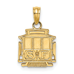 14k Polished SF Cable Car Charm