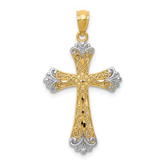14K w/Rhodium Reversible Cross Pendant