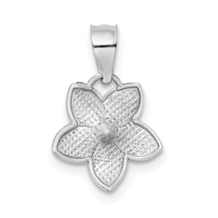 14K White Polished Mini Plumeria Pendant