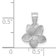 14K White Polished Mini Plumeria Pendant