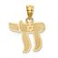 Chai with Star of David Pendant in 14K Yellow Gold, 23mm Textured - Sophia Jewelers