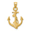 14K Brushed & Diamond-cut Anchor Pendant