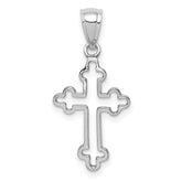 14K White Polished Cross Pendant
