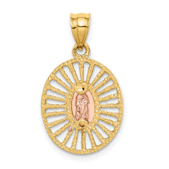 14K Two-tone & White Rhodium Polished Guadalupe Pendant