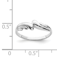 14K White Polished Wave Ring