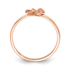 14k Rose Brushed & Polished D/C Plumeria Ring
