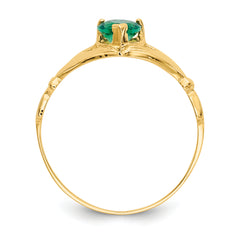 14k Green CZ Polished Claddagh Ring