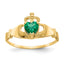 Green Cubic Zirconia Claddagh Ring in 14K Yellow Gold, Size 7 - Sophia Jewelers
