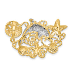 14K Two-Tone Gold Sea Life Pendant Slide for 5mm/6mm Omega