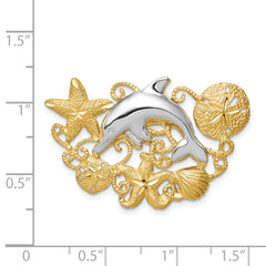 14K Two-Tone Gold Sea Life Pendant Slide for 5mm/6mm Omega