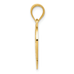 14K Gold Heart Charm Pendant with Textured Back, Solid Cast