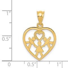 14K Gold Heart Charm Pendant with Textured Back, Solid Cast