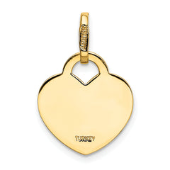 14K Gold Polished Heart Pendant with Engravable Flat Back