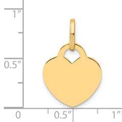 14K Gold Polished Heart Pendant with Engravable Flat Back