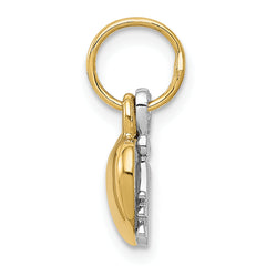 14K Two-Tone Gold Key and Heart Lock Charm Polished, Moveable, Elegant Design