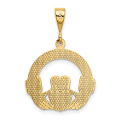 14K Gold Claddagh Pendant for Men with Polished Finish