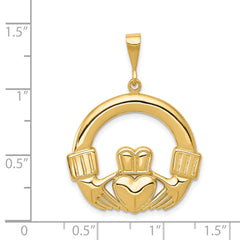 14K Gold Men's Claddagh Pendant with Polished Finish