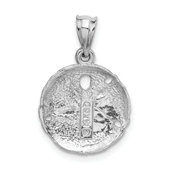 14K White Gold Sanddollar Pendant with Polished Finish for Men by Sophia Jewelers