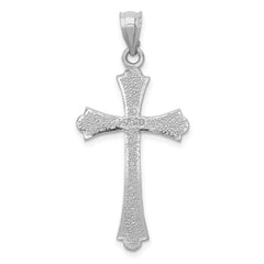14K White Gold Cross Pendant with Rhodium Finish Elegant Solid Design