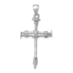 14k White Gold Nail Cross Pendant