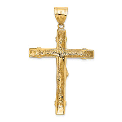 14K Two-Tone Gold Crucifix Pendant with Cubic Zirconia Accent Elegant Religious Design