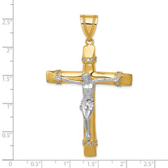 14K Two-Tone Gold Crucifix Pendant with Cubic Zirconia Accent Elegant Religious Design