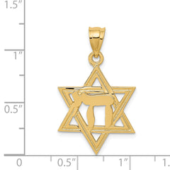 14K Gold Solid Chai in Star of David Charm Elegant, Casted Design