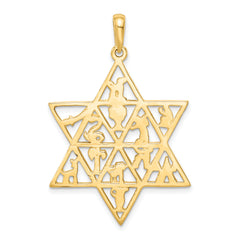 14K Gold Star of David 12 Tribes Pendant Solid, Elegant, Themed