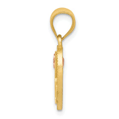 14K Two-Tone Gold Heart Letter K Initial Pendant with Diamond-Cut Finish