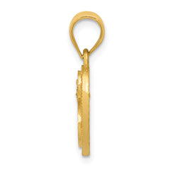 14K Two-Tone Heart Initial S Pendant with Diamond-Cut Detailing Polished Finish