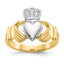 Men's Claddagh Ring in 14K Two-Tone Gold, Textured, Size 9 - Sophia Jewelers