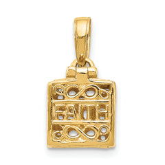 14K Gold 3D Faith and Hope Prayer Box Charm  Casted, Elegant Design