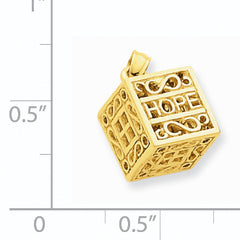 14K Gold 3D Faith and Hope Prayer Box Charm  Casted, Elegant Design