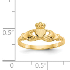 14k Polished and Satin Claddagh Ring