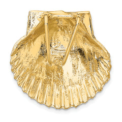 14K Gold Scallop Shell Slide Pendant Fits 8mm & 10mm Omega