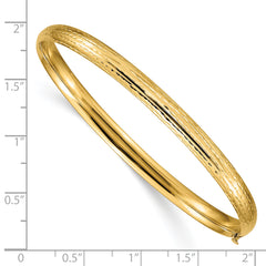 14K Gold Diamond-Cut Polished Hinged Bangle Bracelet for Women