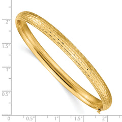 14K Gold Diamond-Cut Hinged Bangle Bracelet for Women