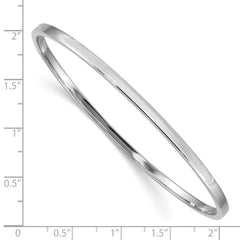 14K White Gold Polished Square Bangle Slip-On Women's Bracelet