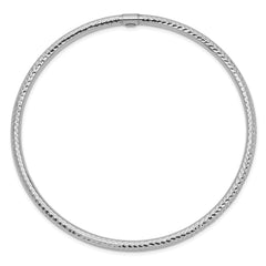 14K White Gold Diamond-Cut Slip-On Bangle with Polished Finish