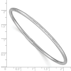 14K White Gold Diamond-Cut Slip-On Bangle with Polished Finish