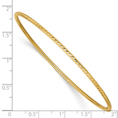 14K Gold Diamond-Cut Slip-On Bangle Elegant Women's Bracelet