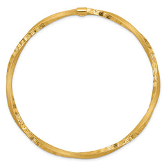 14K Gold Satin Diamond-Cut Twist Bangle for Women by Sophia Jewelers